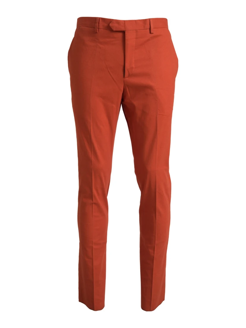 Orange Straight Fit Men Formal Trousers Pants