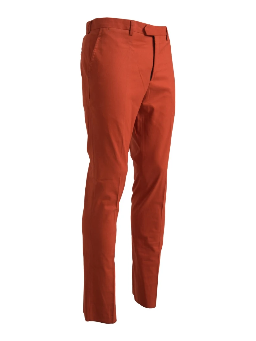 Orange Straight Fit Men Formal Trousers Pants
