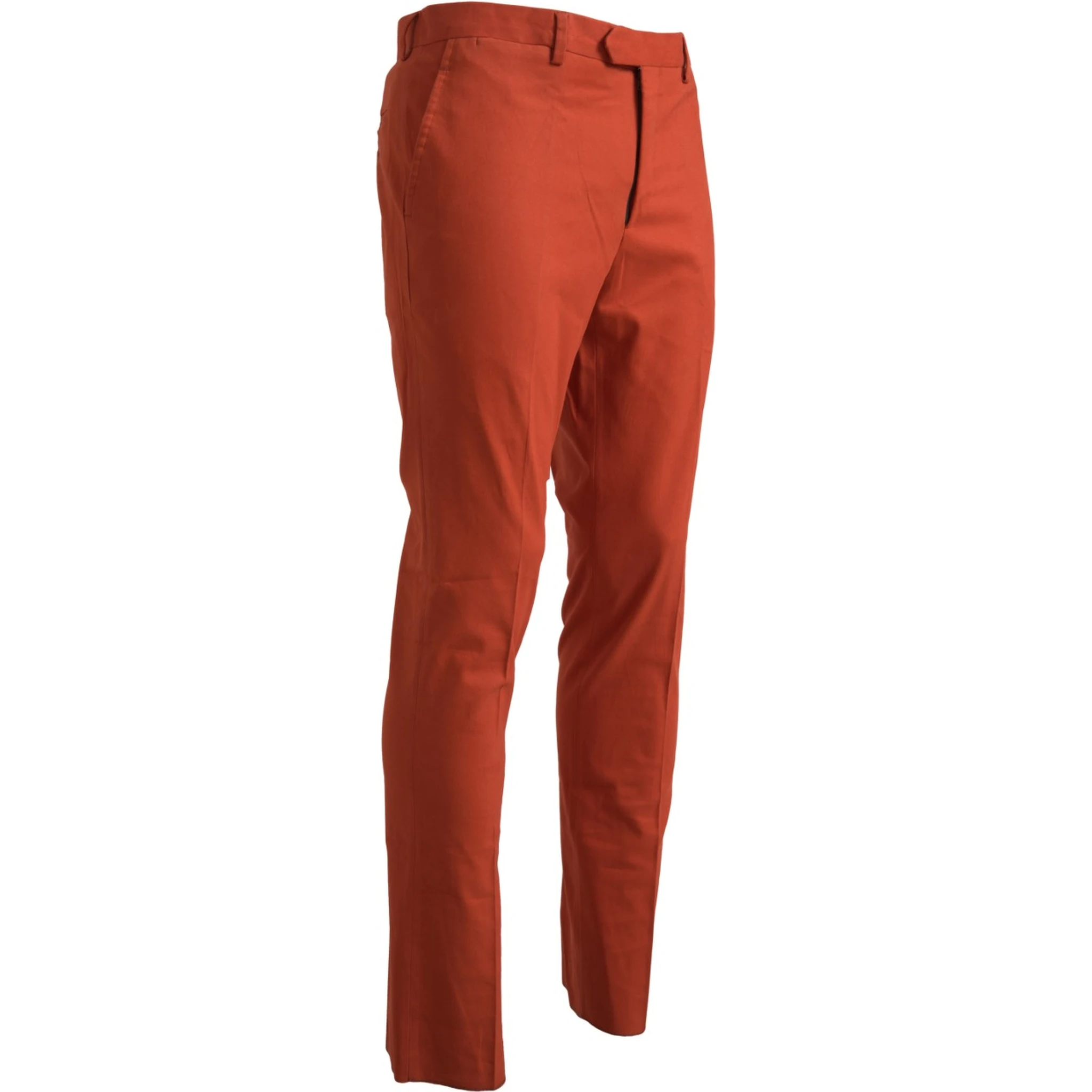 Orange Straight Fit Men Formal Trousers Pants