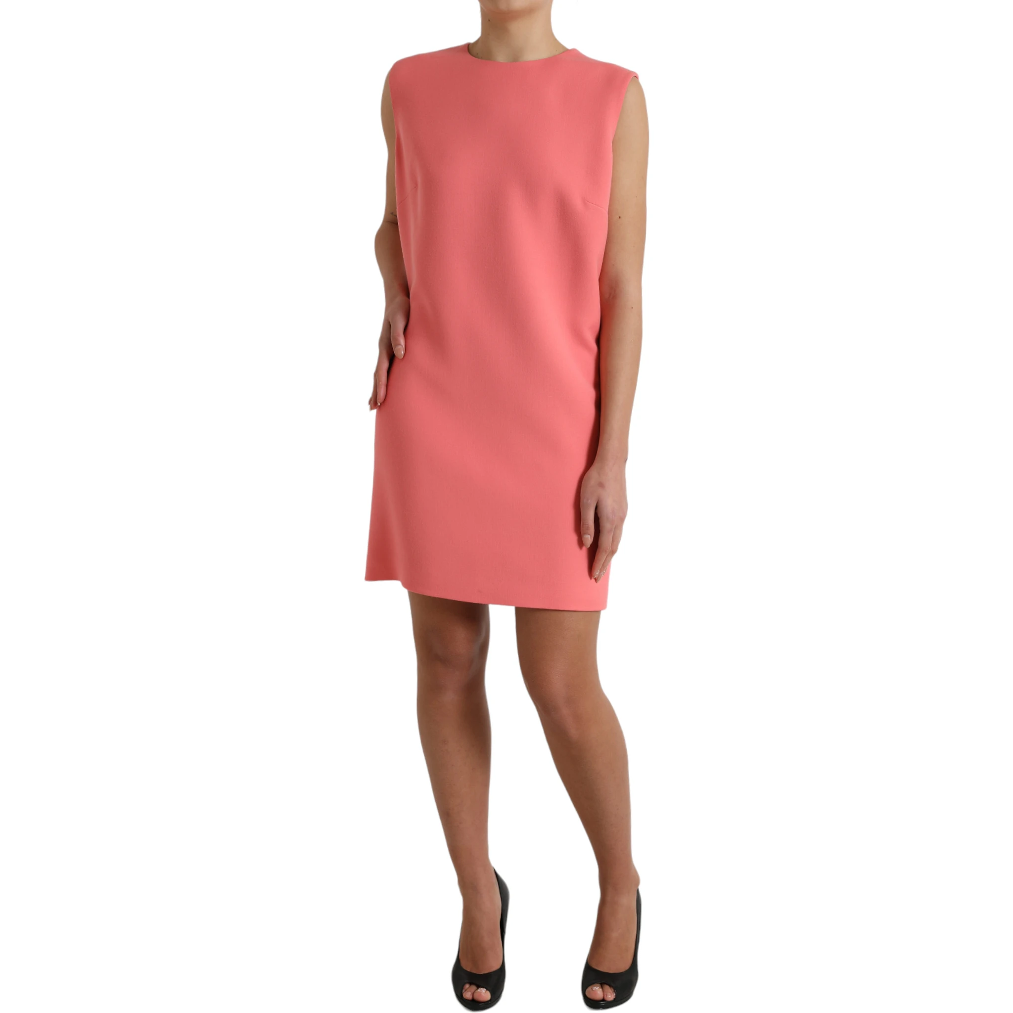 Pink Virgin Wool Sleeveless Mini Dress