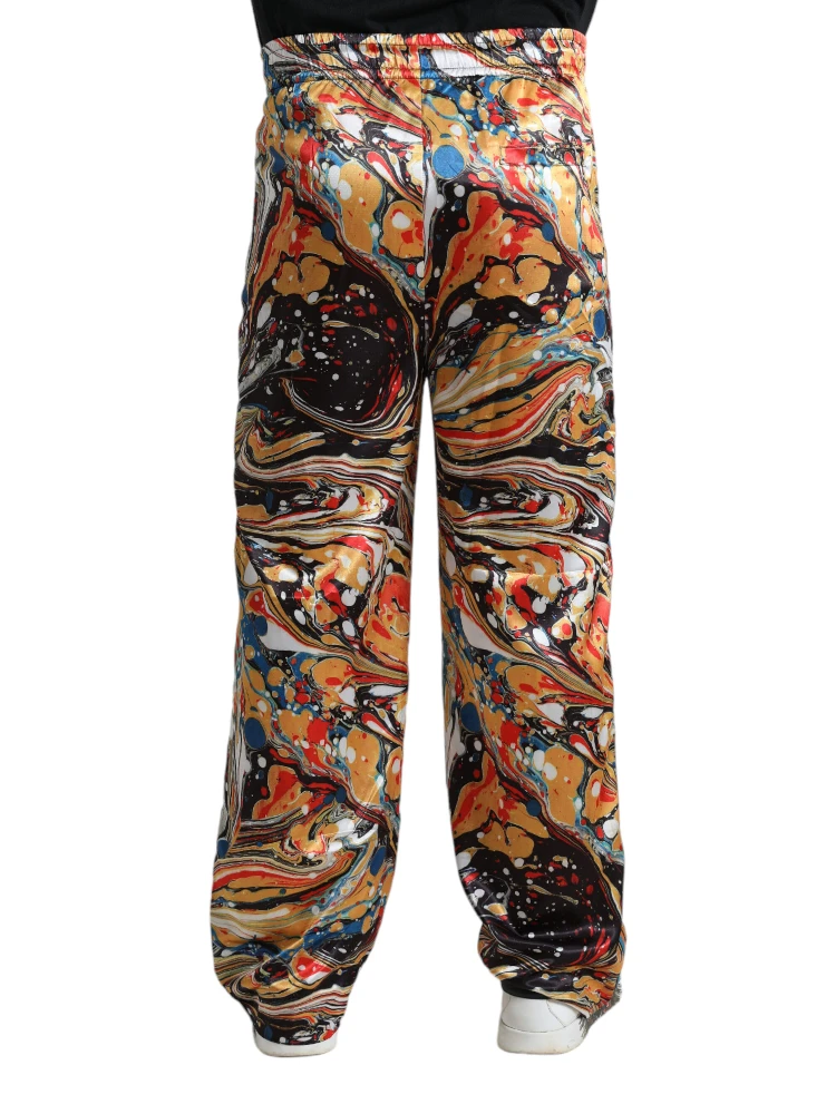 Multicolor Marble Print Satin Pants alternative