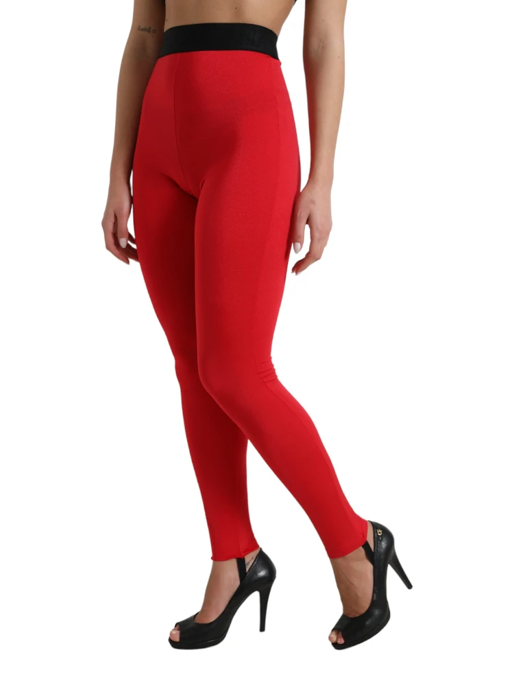Red Nylon DG Logo Slim Leggings Pants alternative
