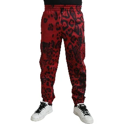 Red Black Leopard Stretch Jogger Pants
