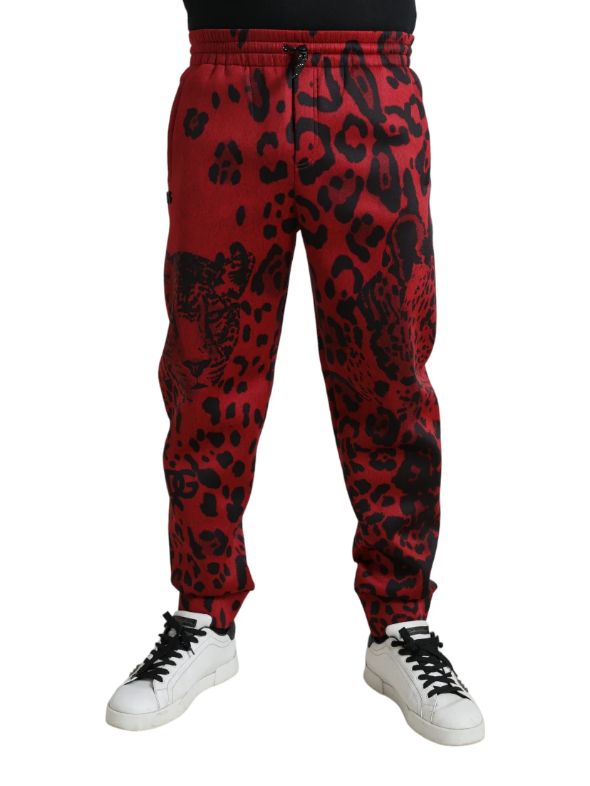 Red Black Leopard Stretch Jogger Pants