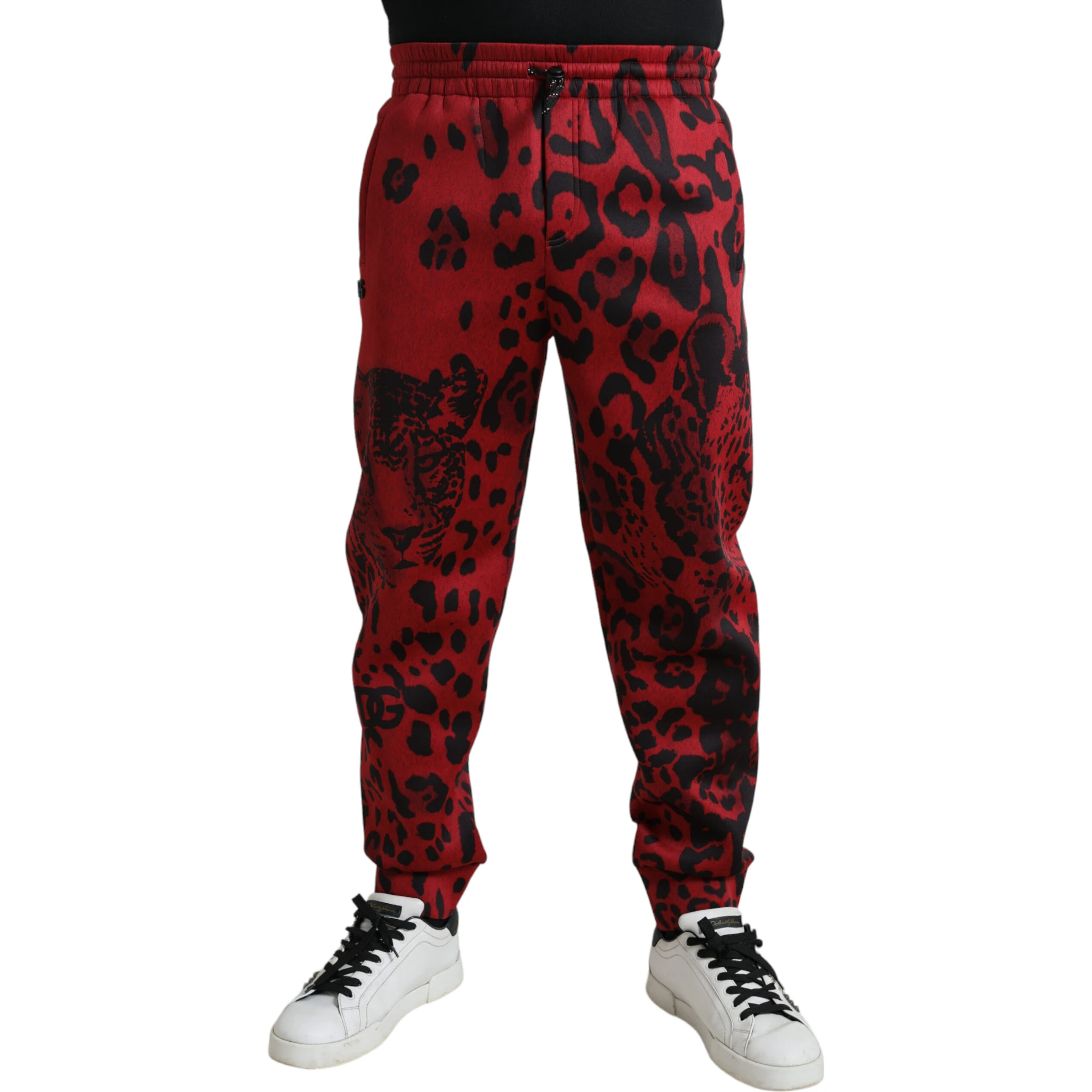 Red Black Leopard Stretch Jogger Pants