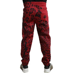 Red Black Leopard Stretch Jogger Pants
