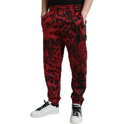 Red Black Leopard Stretch Jogger Pants