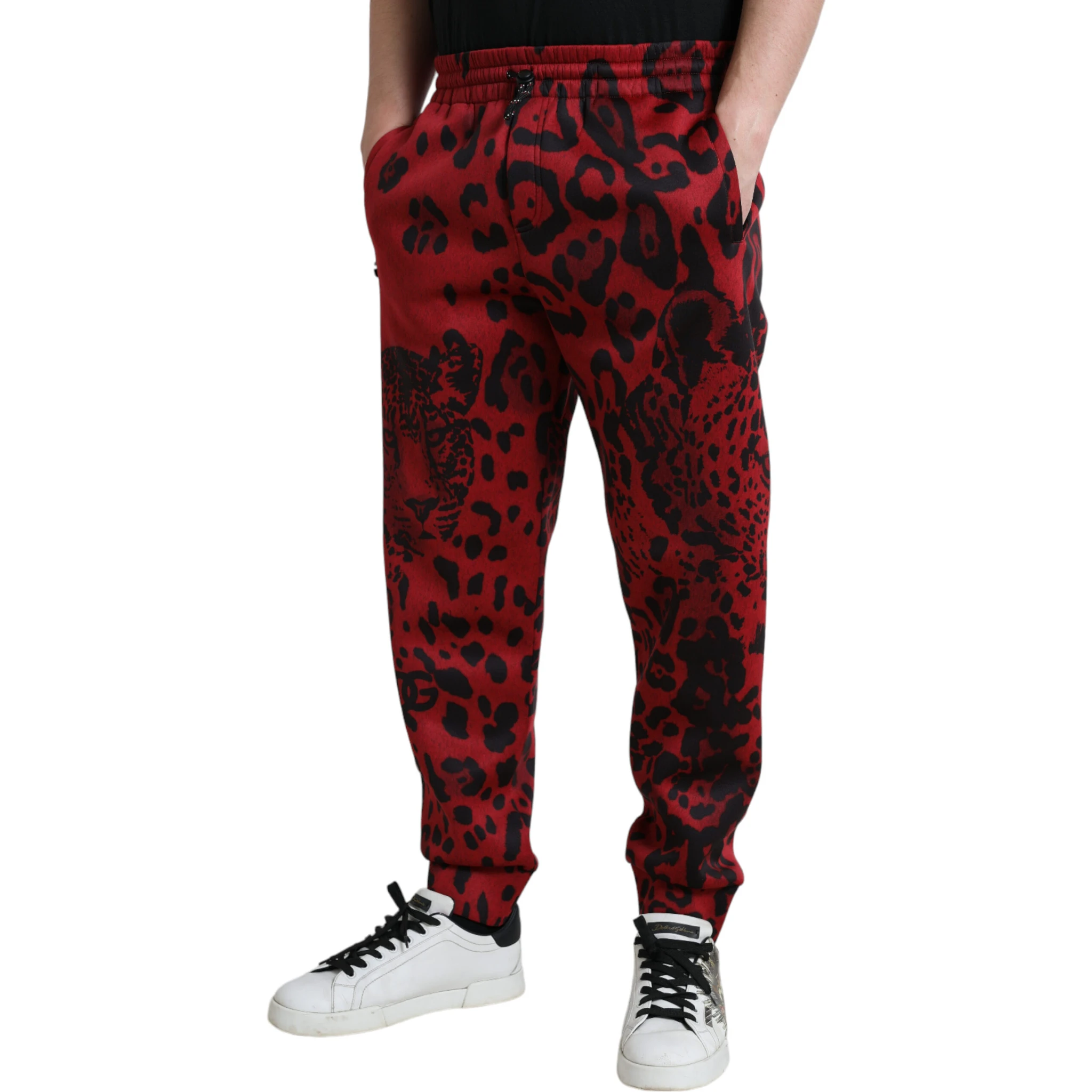 Red Black Leopard Stretch Jogger Pants