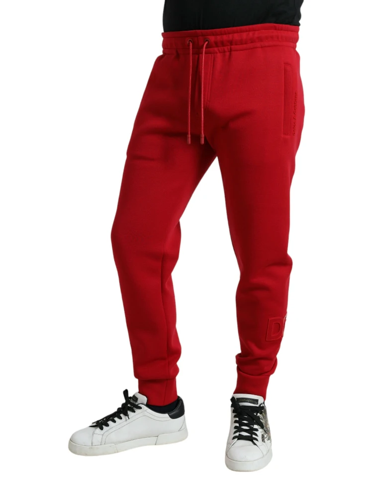 Red Cotton Blend Skinny Jogger Pants alternative