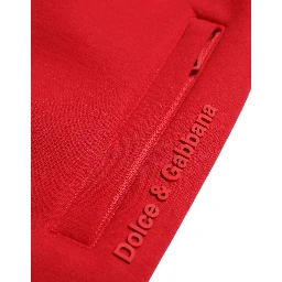 Red Cotton Blend Skinny Jogger Pants