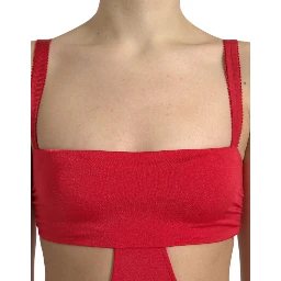 Red Cutout Nylon Sheath Sleeveless Mini Dress