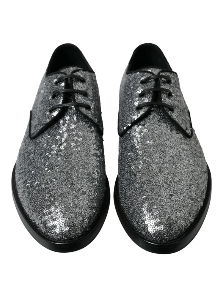 Silver Sequined Lace Up Men Derby Dress Shoes alternative