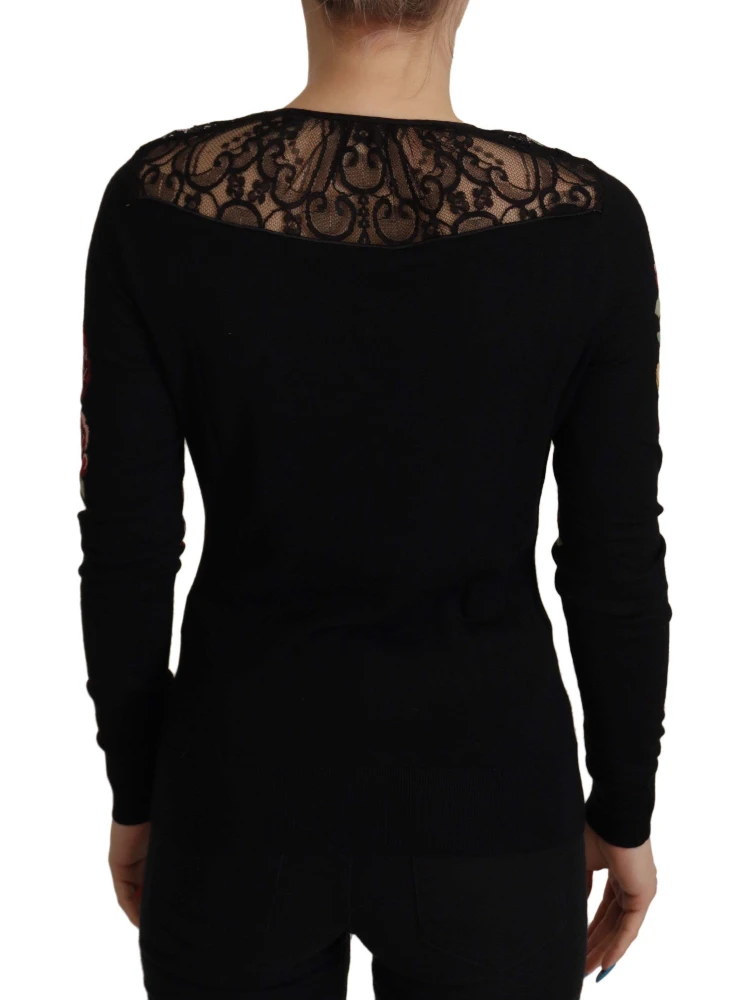 Black Lace Angel Roses Cardigan Sweater alternative