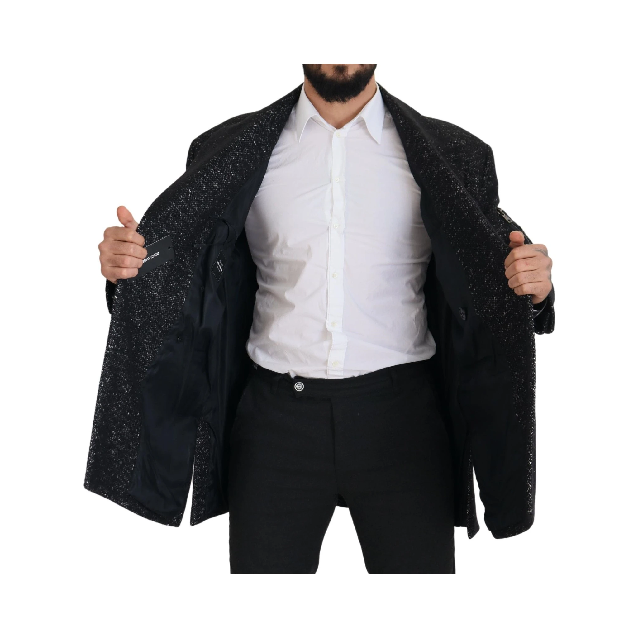 Black Wool Double Breasted Coat Men Jacket