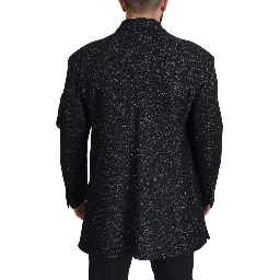 Black Wool Double Breasted Coat Men Jacket