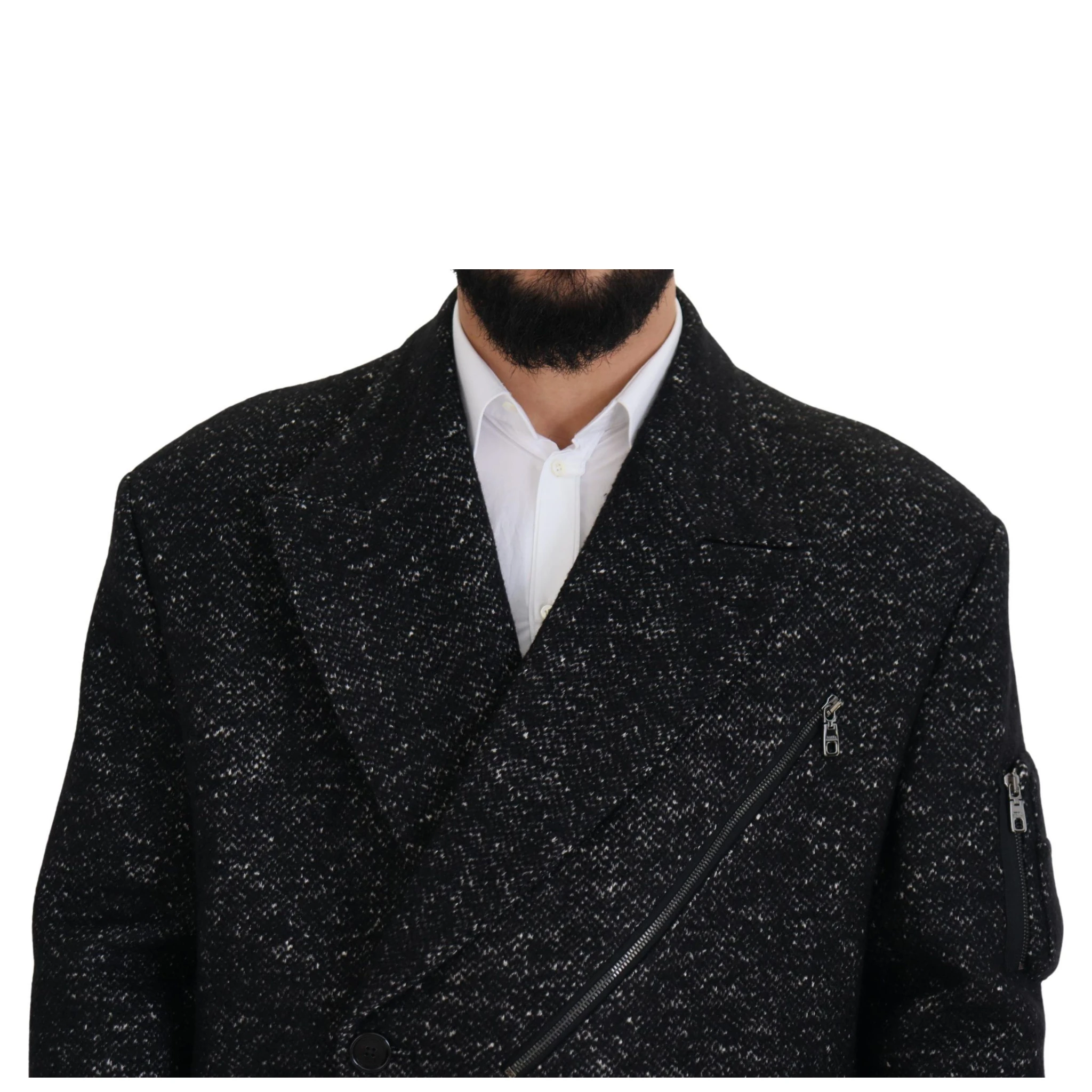 Black Wool Double Breasted Coat Men Jacket