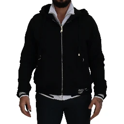 Black Polyester Hooded Full Zip Jacket