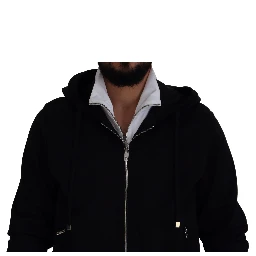 Black Polyester Hooded Full Zip Jacket