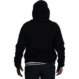 Black Polyester Hooded Full Zip Jacket