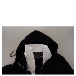Black Polyester Hooded Full Zip Jacket
