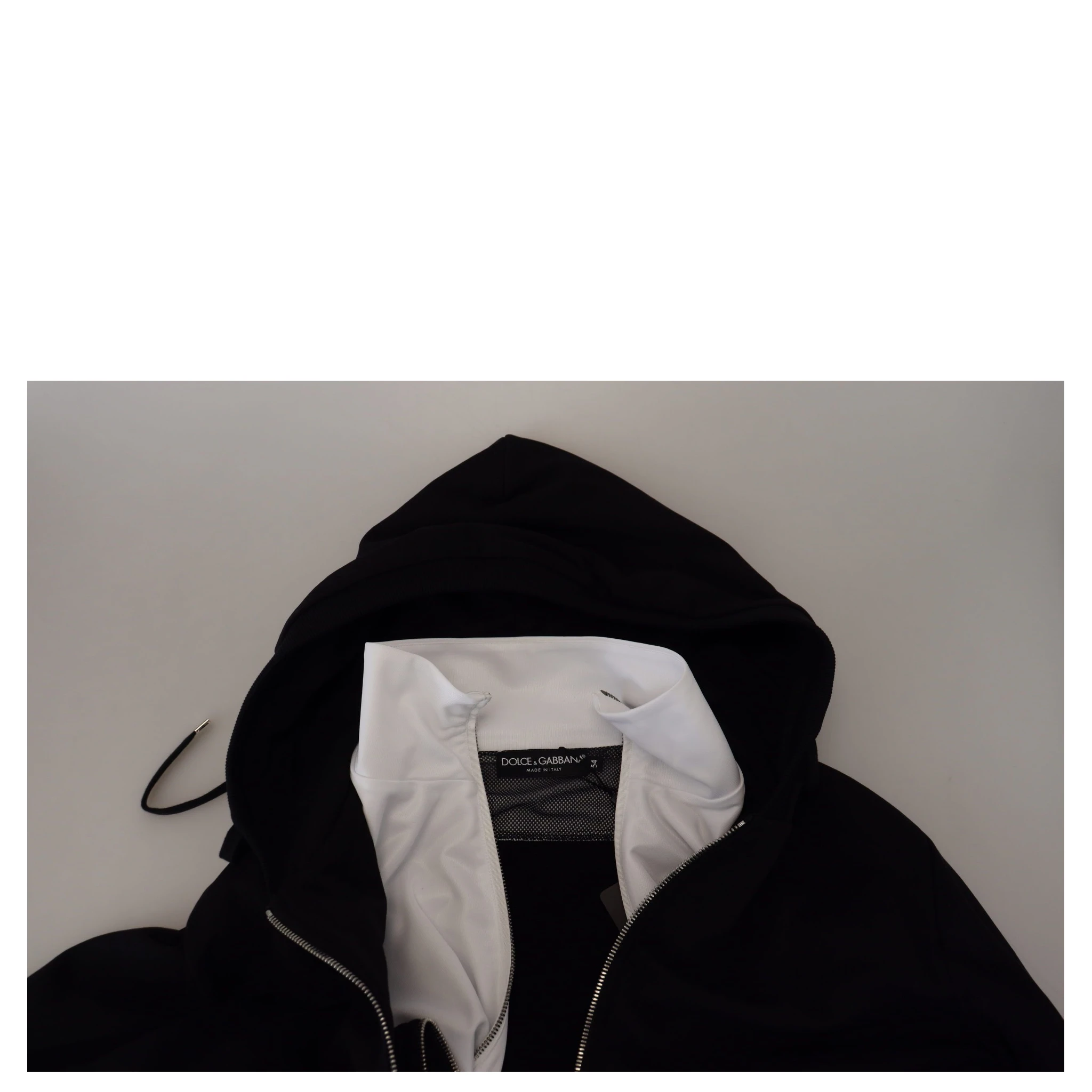 Black Polyester Hooded Full Zip Jacket