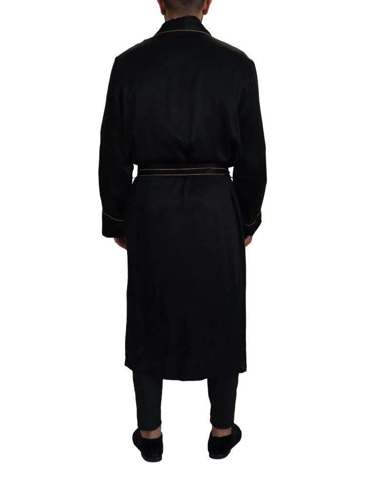 Black 100% Silk Robe Coat Wrap  Jacket alternative
