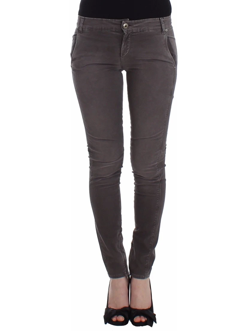 Gray Slim Jeans Denim Pants Skinny Leg Stretch