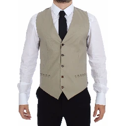 Beige Cotton Dress Vest Blazer Jacket