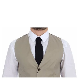 Beige Cotton Dress Vest Blazer Jacket
