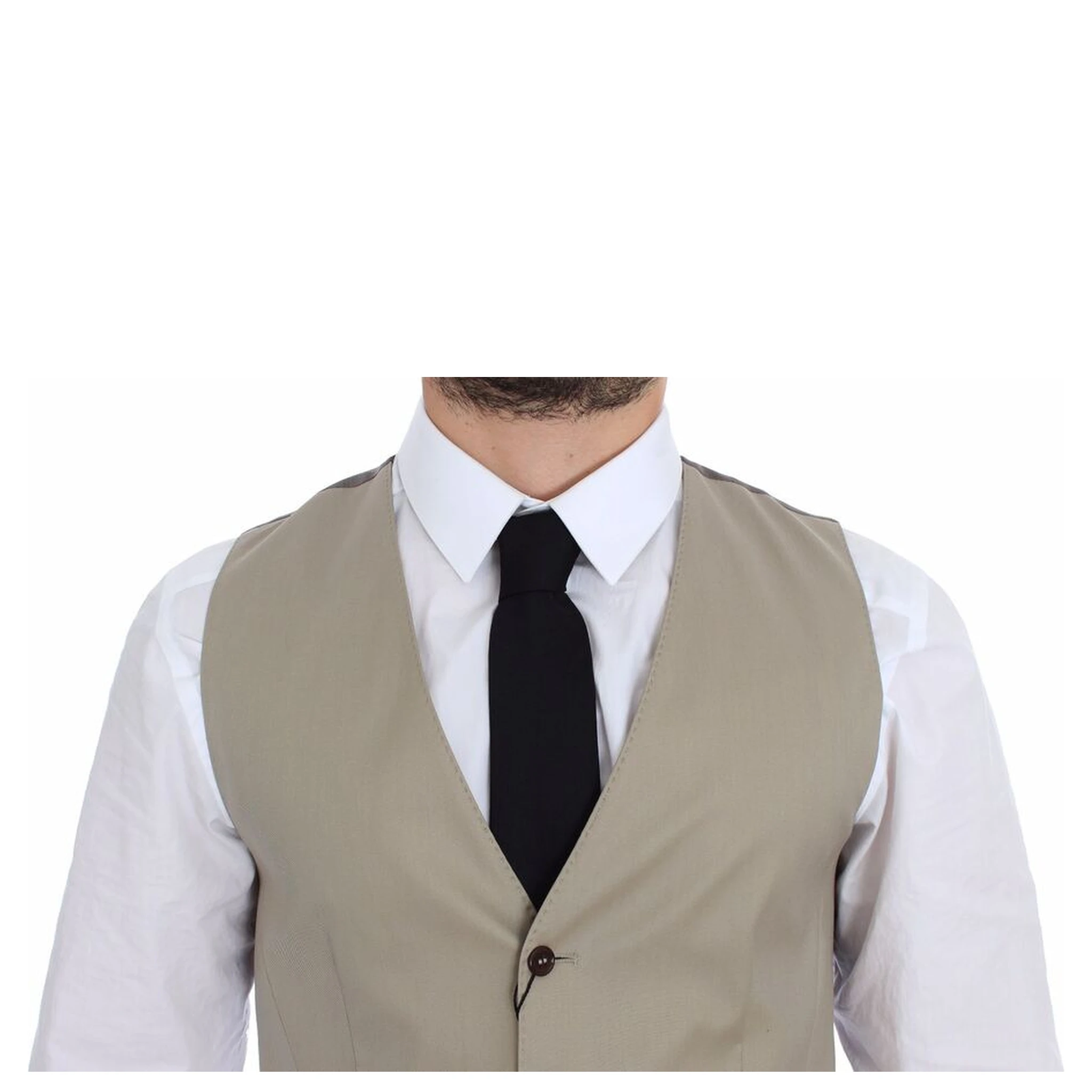 Beige Cotton Dress Vest Blazer Jacket