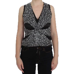 Gray Black Silk Blouse Top