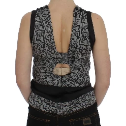 Gray Black Silk Blouse Top