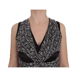 Gray Black Silk Blouse Top