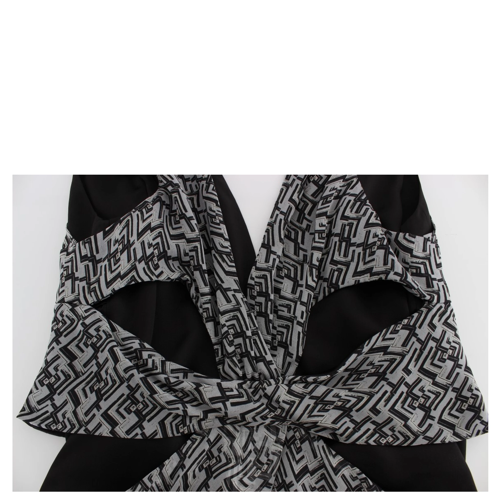 Gray Black Silk Blouse Top