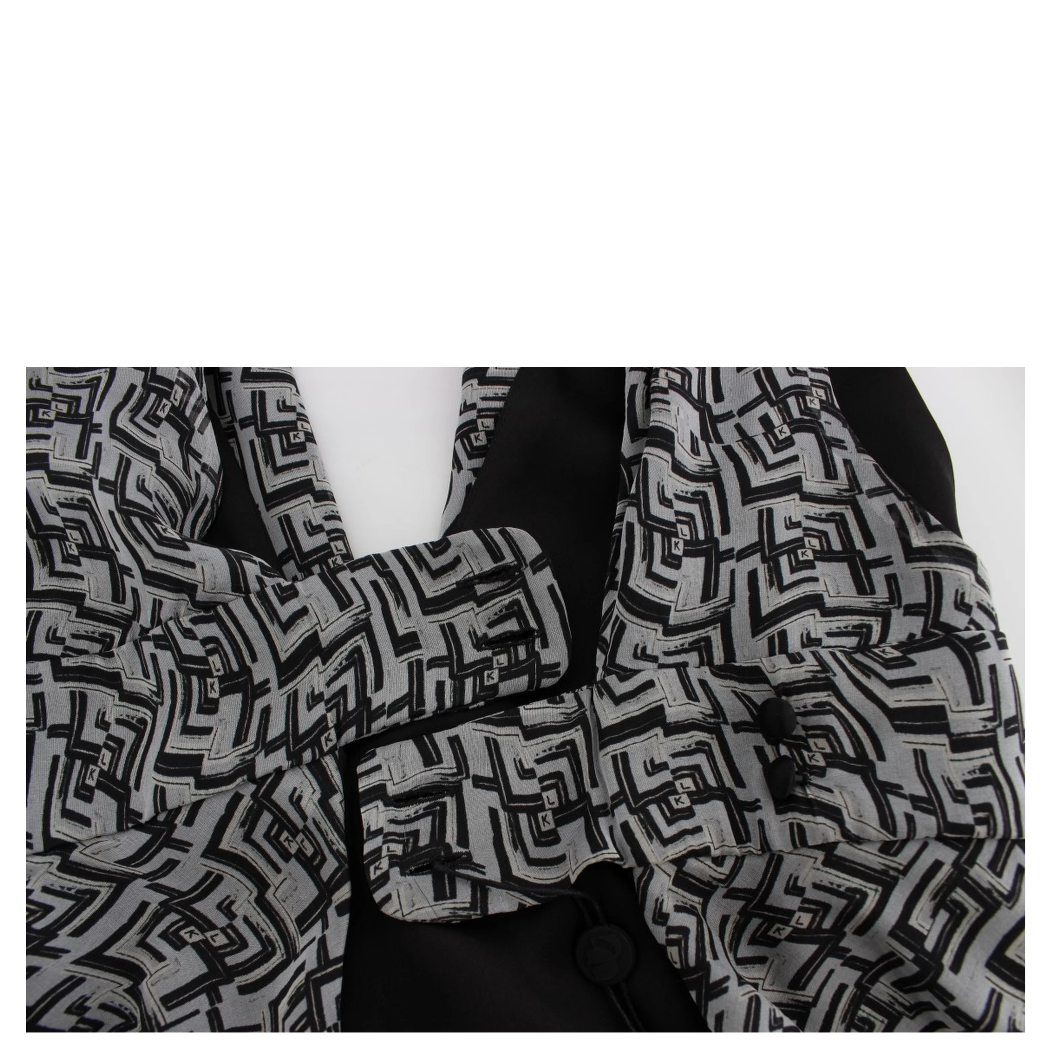 Gray Black Silk Blouse Top