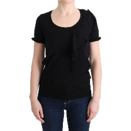 Black 100% Lana Wool Top Blouse T-shirt