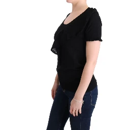 Black 100% Lana Wool Top Blouse T-shirt