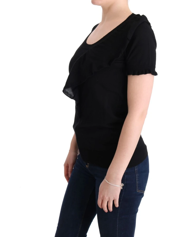 Black 100% Lana Wool Top Blouse T-shirt alternative