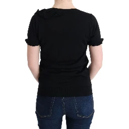 Black 100% Lana Wool Top Blouse T-shirt