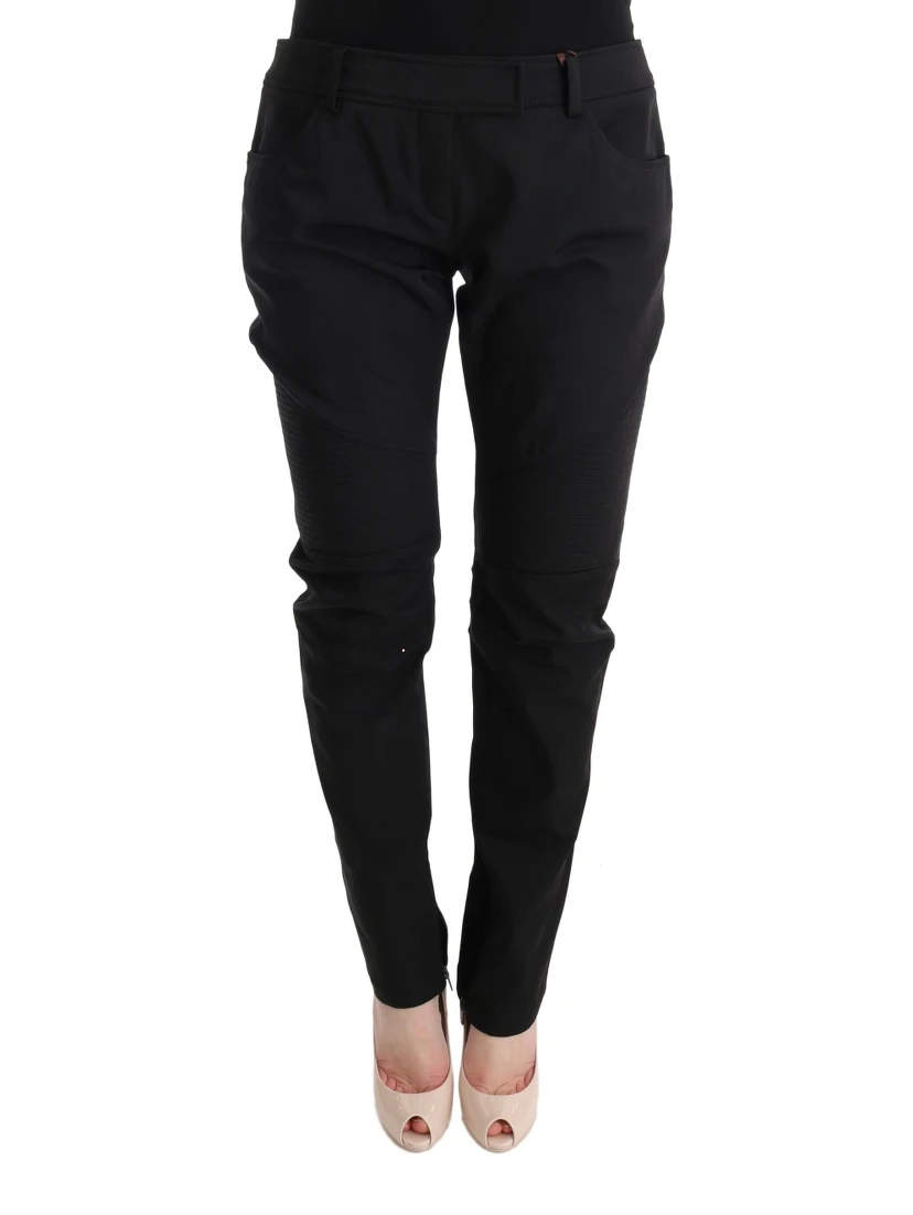Black Cotton Slim Fit Casual Pants