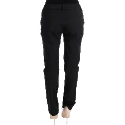 Black Cotton Slim Fit Casual Pants