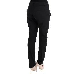 Black Cotton Slim Fit Casual Pants