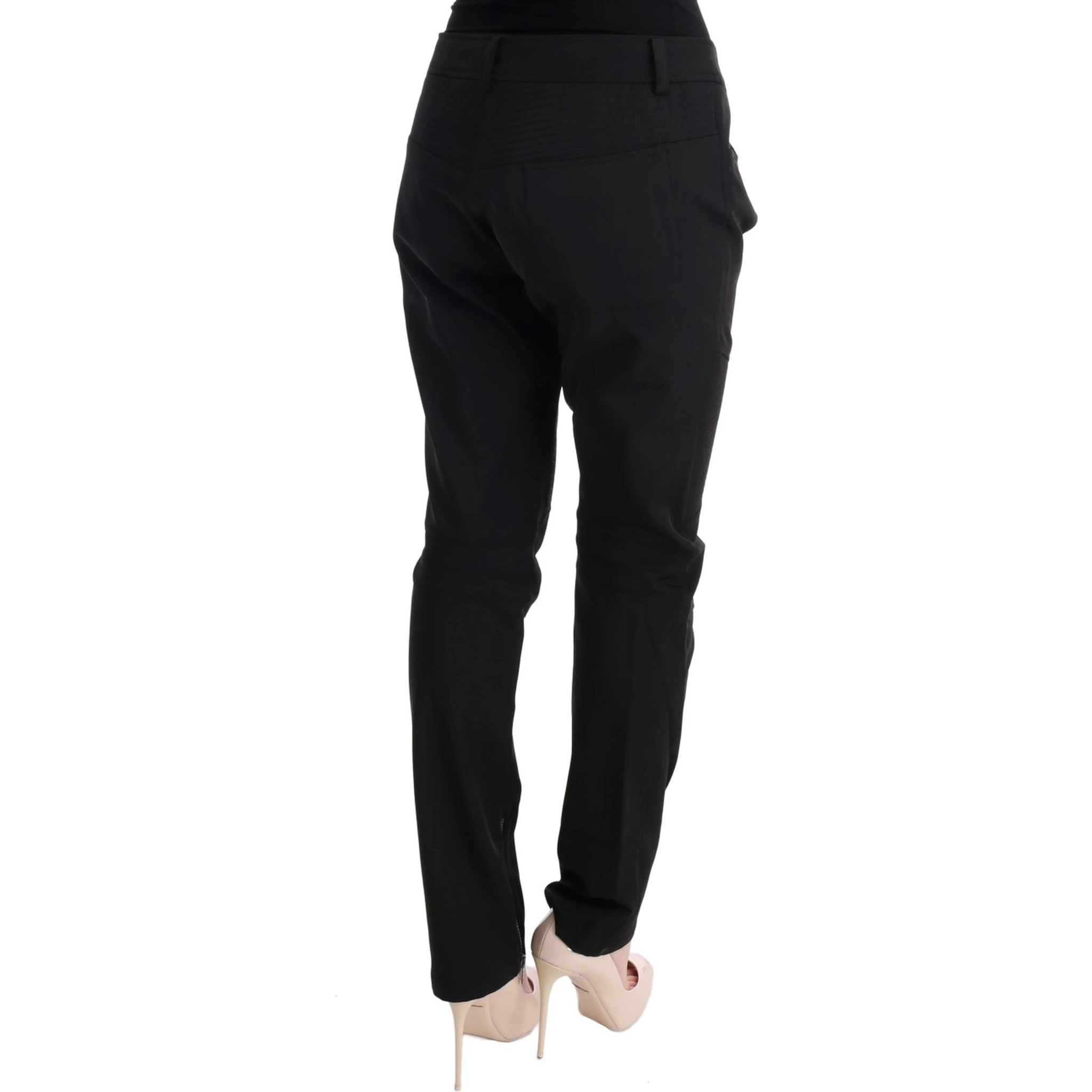 Black Cotton Slim Fit Casual Pants