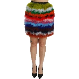 Red Blue High Waist Mini Feather Skirt