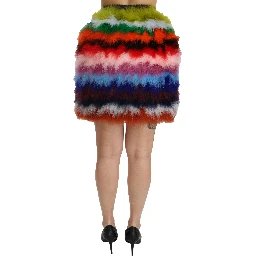 Red Blue High Waist Mini Feather Skirt