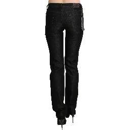 Black Mid Waist Skinny Slim Denim Trouser