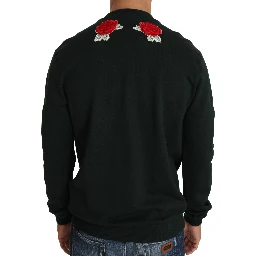 Green Crystal Heart Roses Gun Sweater