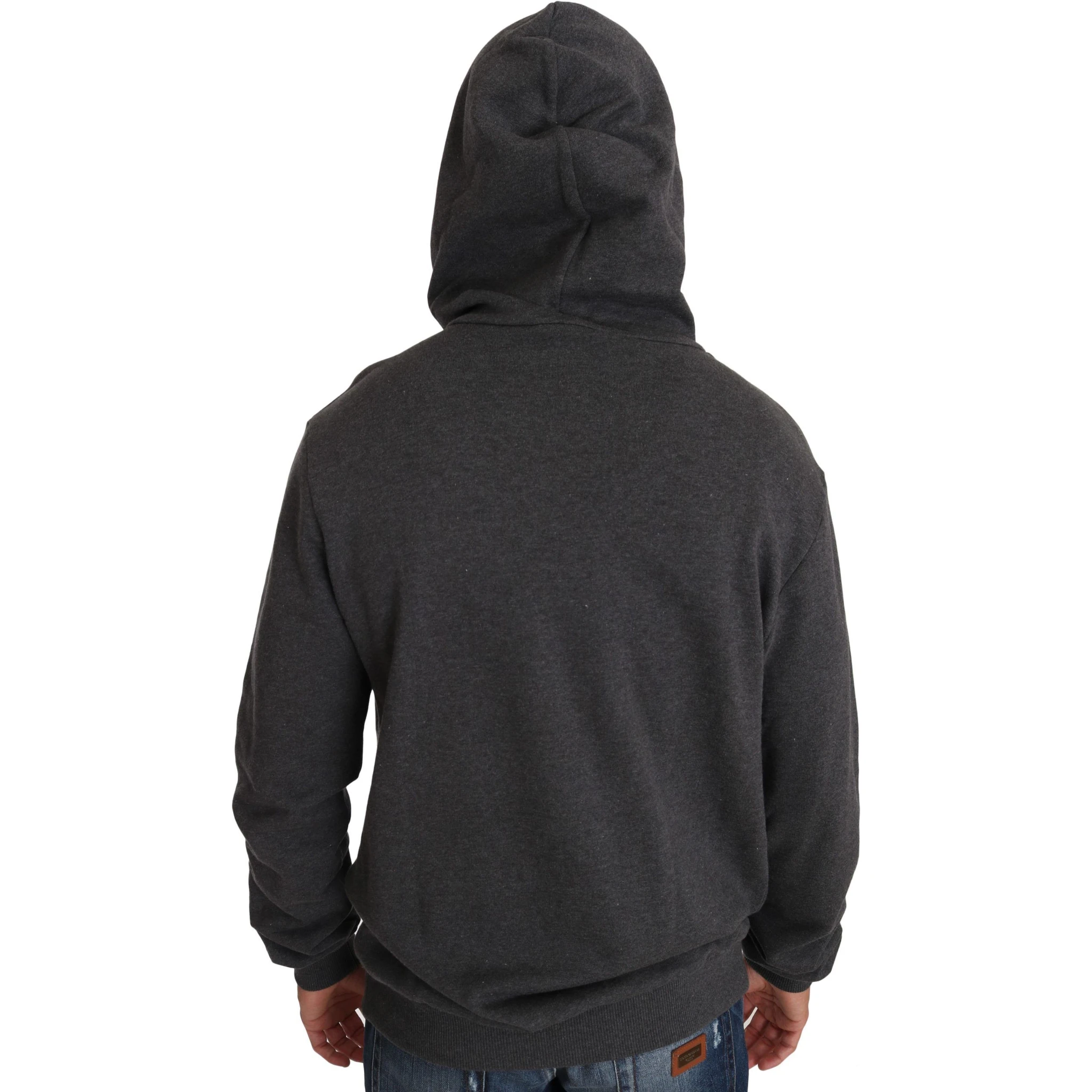 Gray Hooded Red Crystal Heart Gun Sweater