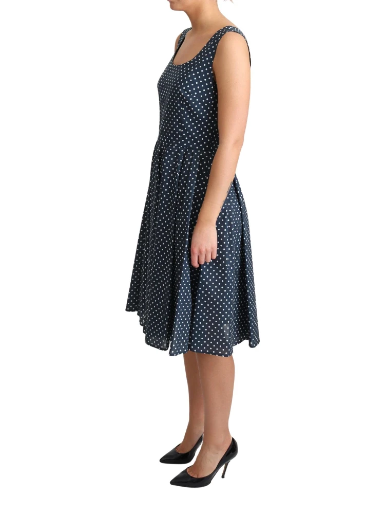 Blue Dotted Cotton A-Line Gown Dress alternative