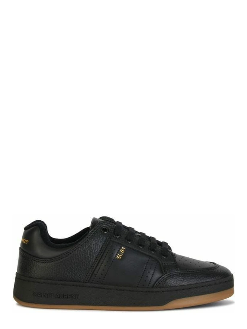 Black Calf Leather Low Top Sneakers